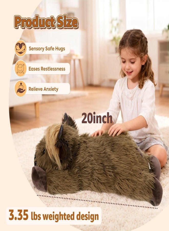 Onsoyours Original Heatable & Weighted Highland Cow Stuffed Animals, 3.35 lbs Microwavable Plushies for Stress Relief - 20" Large Comfort Soft Plush Toys for Kids & Adults - Image 5